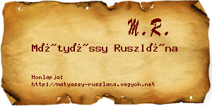 Mátyássy Ruszlána névjegykártya
